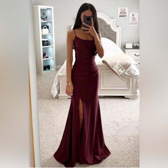 A-line Square Floor-Length Chiffon Prom Bridesmaids Wedding Formal Dresses - Picture 6 of 7